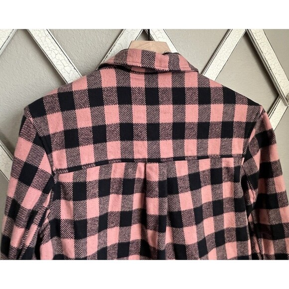 Rails James Women's S Plaid Flannel Shirt Shacket Peach Onyx - Picture 7 of 8